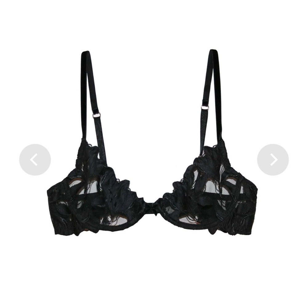 LILY EMBROIDERY PLUNGE DEMI BRA || FLEUR DU MAL || BLACK || 32 DD || 32 E 🖤